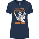 May the Force Be Shih Tzu Funny Dog Womens Wider Cut T-Shirt Navy Blue