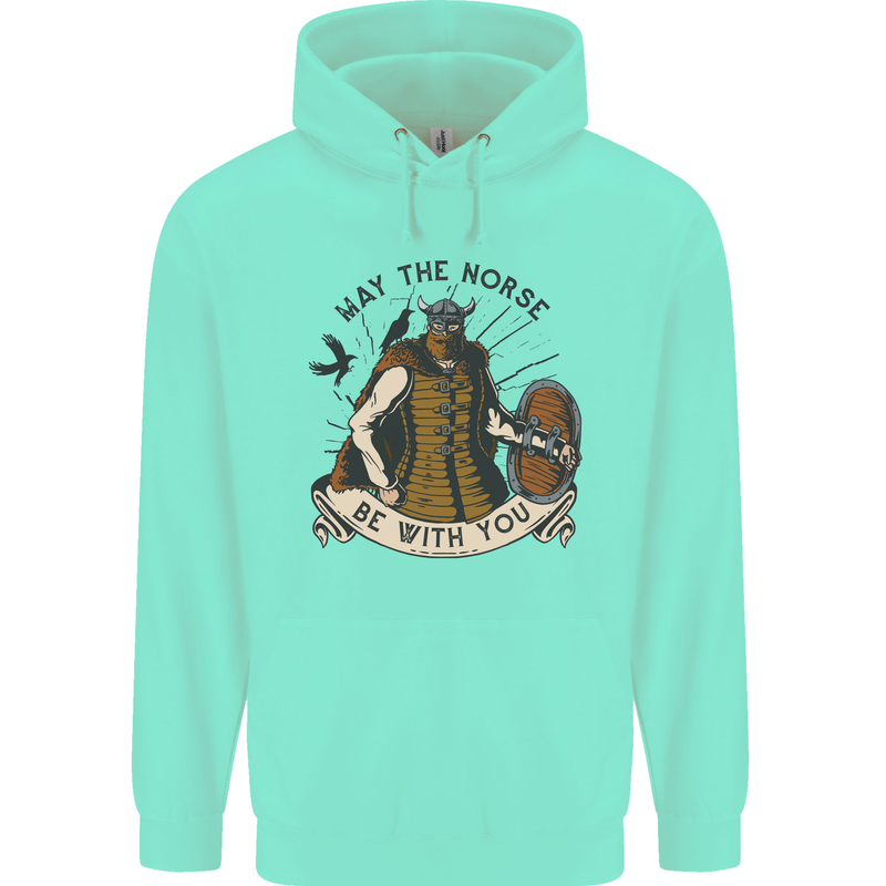 May the Norse Be With You Funny Viking Childrens Kids Hoodie Peppermint