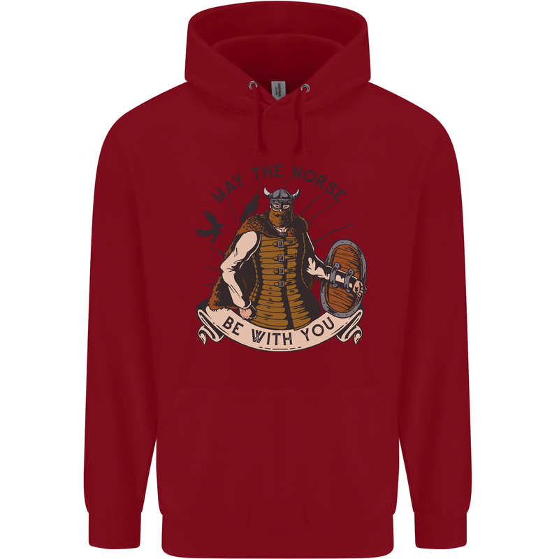 May the Norse Be With You Funny Viking Childrens Kids Hoodie Red