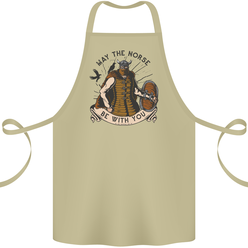 May the Norse Be With You Funny Viking Cotton Apron 100% Organic Khaki