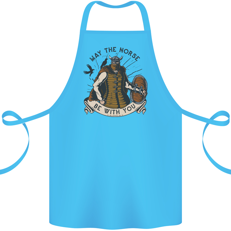 May the Norse Be With You Funny Viking Cotton Apron 100% Organic Turquoise