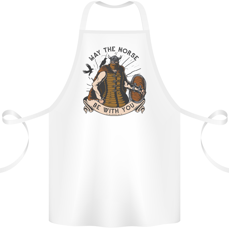 May the Norse Be With You Funny Viking Cotton Apron 100% Organic White