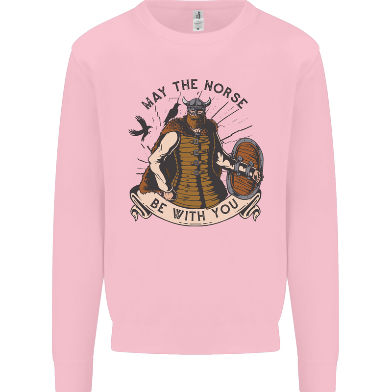 May the Norse Be With You Funny Viking Kids Sweatshirt Jumper Light Pink