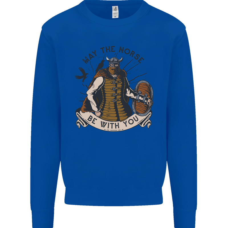 May the Norse Be With You Funny Viking Kids Sweatshirt Jumper Royal Blue