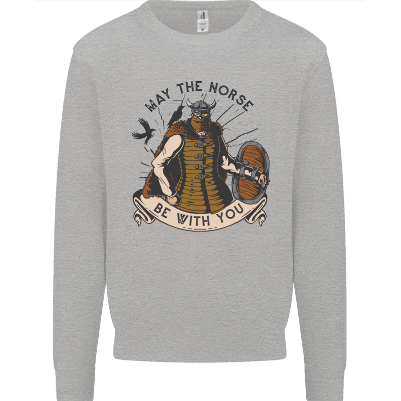 May the Norse Be With You Funny Viking Kids Sweatshirt Jumper Sports Grey