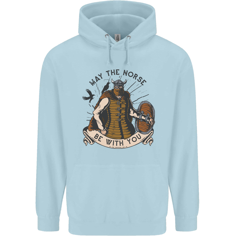 May the Norse Be With You Funny Viking Mens 80% Cotton Hoodie Light Blue