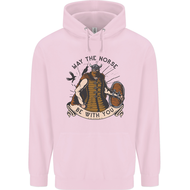 May the Norse Be With You Funny Viking Mens 80% Cotton Hoodie Light Pink