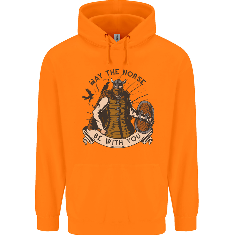 May the Norse Be With You Funny Viking Mens 80% Cotton Hoodie Orange