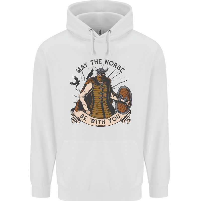 May the Norse Be With You Funny Viking Mens 80% Cotton Hoodie White
