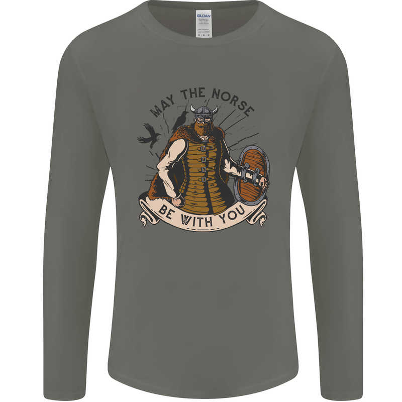 May the Norse Be With You Funny Viking Mens Long Sleeve T-Shirt Charcoal