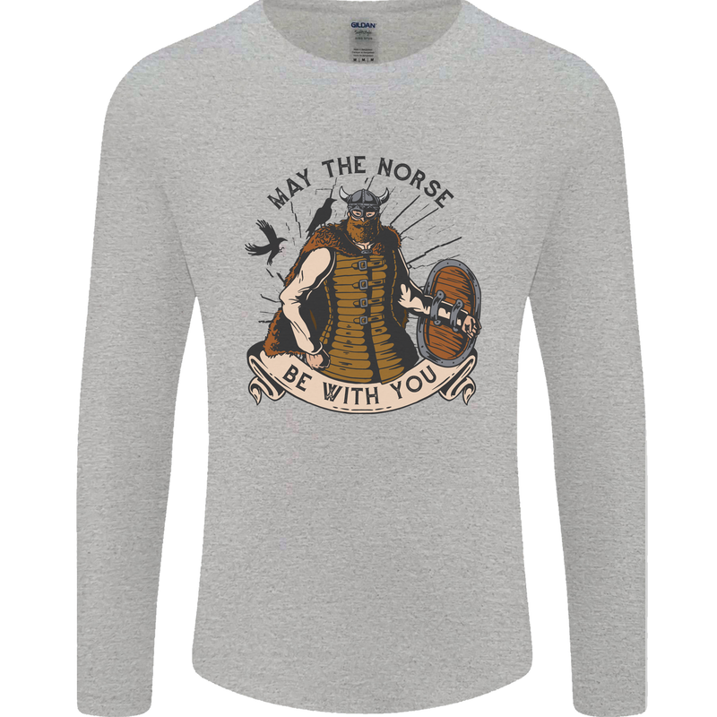 May the Norse Be With You Funny Viking Mens Long Sleeve T-Shirt Sports Grey