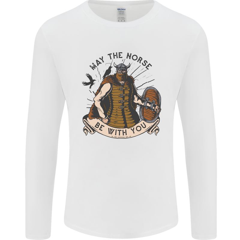 May the Norse Be With You Funny Viking Mens Long Sleeve T-Shirt White