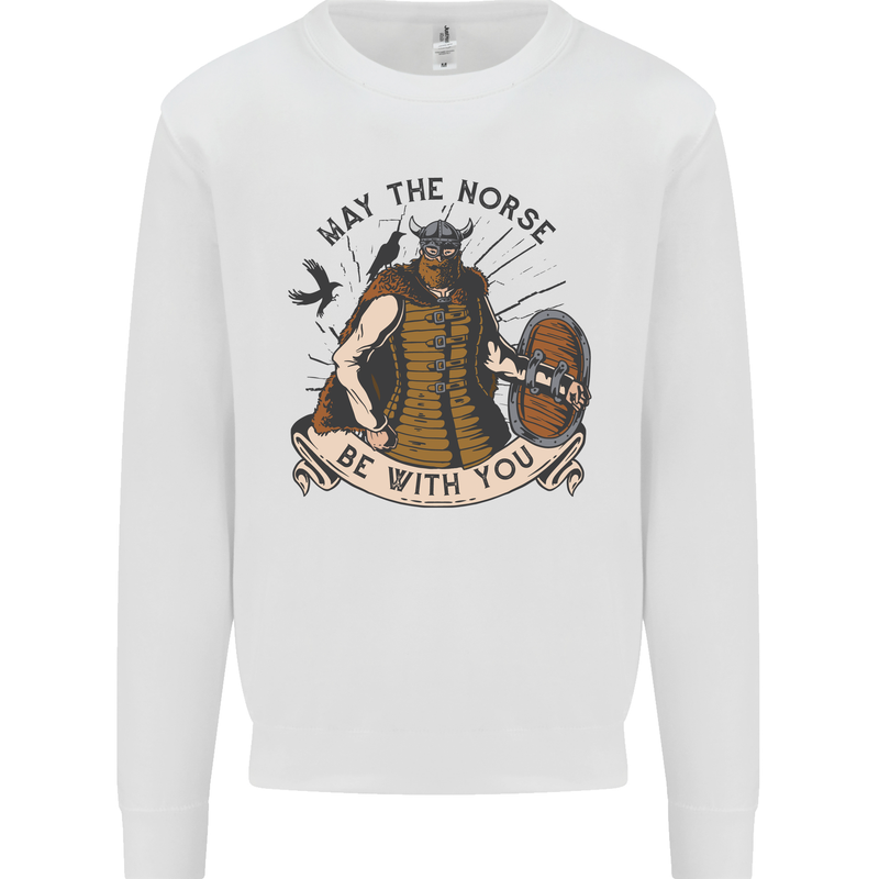 May the Norse Be With You Funny Viking Mens Sweatshirt Jumper White