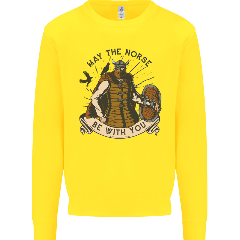 May the Norse Be With You Funny Viking Mens Sweatshirt Jumper Yellow
