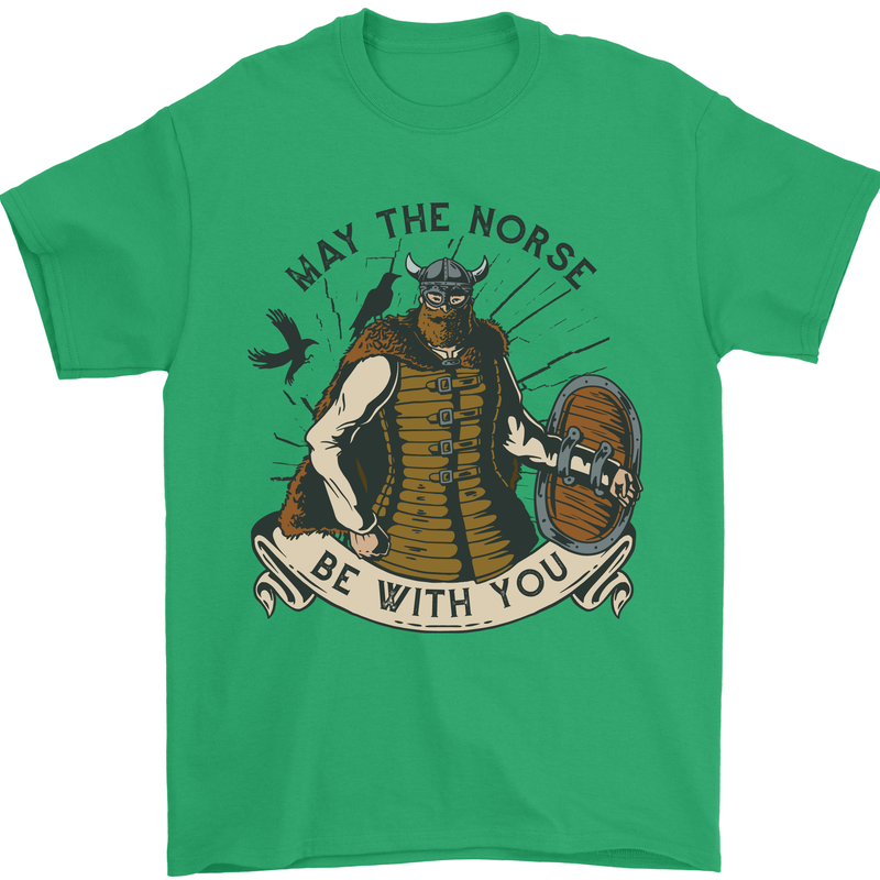 May the Norse Be With You Funny Viking Mens T-Shirt 100% Cotton Irish Green