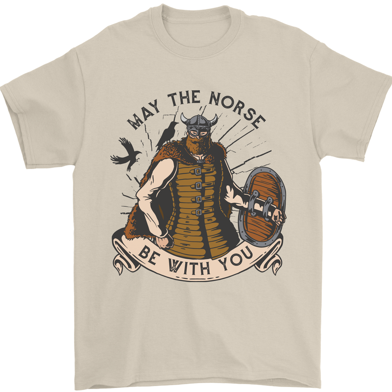 May the Norse Be With You Funny Viking Mens T-Shirt 100% Cotton Sand