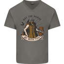 May the Norse Be With You Funny Viking Mens V-Neck Cotton T-Shirt Charcoal