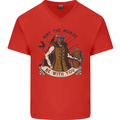 May the Norse Be With You Funny Viking Mens V-Neck Cotton T-Shirt Red