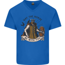 May the Norse Be With You Funny Viking Mens V-Neck Cotton T-Shirt Royal Blue