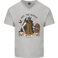 May the Norse Be With You Funny Viking Mens V-Neck Cotton T-Shirt Sports Grey