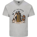 May the Norse Be With You Funny Viking Mens V-Neck Cotton T-Shirt Sports Grey