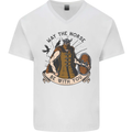May the Norse Be With You Funny Viking Mens V-Neck Cotton T-Shirt White