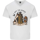 May the Norse Be With You Funny Viking Mens V-Neck Cotton T-Shirt White