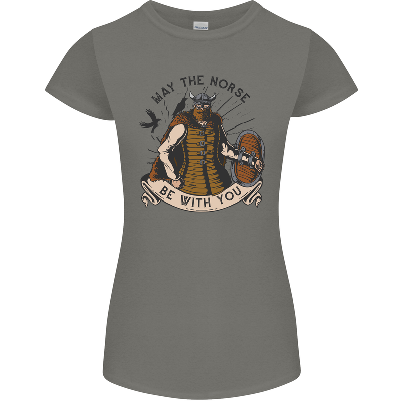 May the Norse Be With You Funny Viking Womens Petite Cut T-Shirt Charcoal
