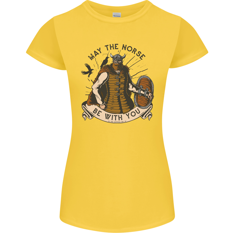 May the Norse Be With You Funny Viking Womens Petite Cut T-Shirt Yellow