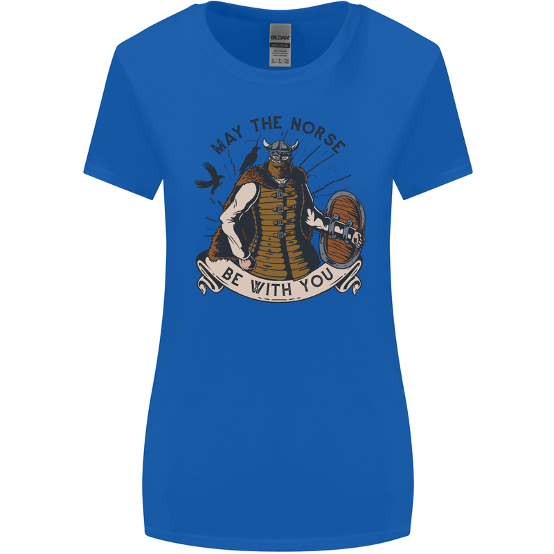 May the Norse Be With You Funny Viking Womens Wider Cut T-Shirt Royal Blue