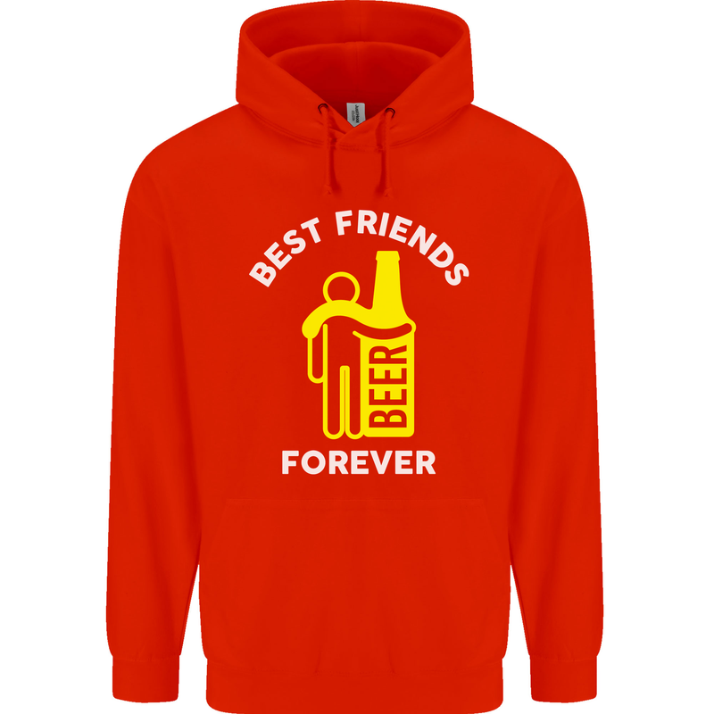 Me and Beer Best Friends Forever Funny Mens 80% Cotton Hoodie Bright Red