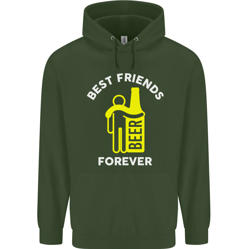 Me and Beer Best Friends Forever Funny Mens 80% Cotton Hoodie Forest Green
