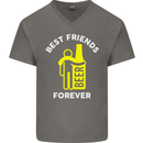 Me and Beer Best Friends Forever Funny Mens V-Neck Cotton T-Shirt Charcoal
