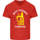 Me and Beer Best Friends Forever Funny Mens V-Neck Cotton T-Shirt Red