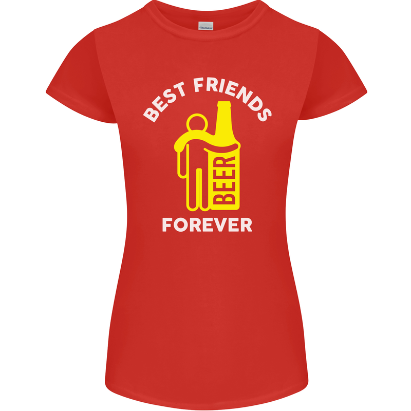 Me and Beer Best Friends Forever Funny Womens Petite Cut T-Shirt Red
