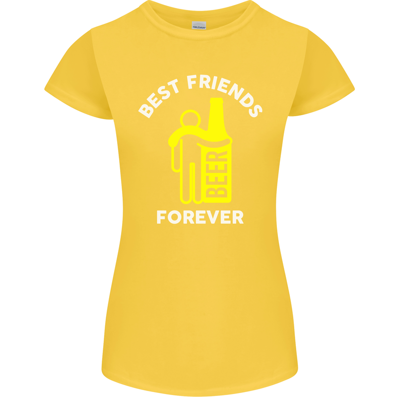 Me and Beer Best Friends Forever Funny Womens Petite Cut T-Shirt Yellow