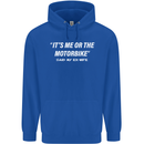 Me or the Motorbike Said My Ex-Wife Biker Mens 80% Cotton Hoodie Royal Blue