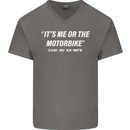 Me or the Motorbike Said My Ex-Wife Biker Mens V-Neck Cotton T-Shirt Charcoal