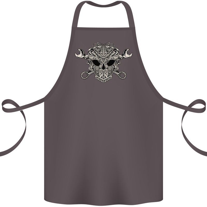 Mechanic Engine Skull Cotton Apron 100% Organic Dark Grey