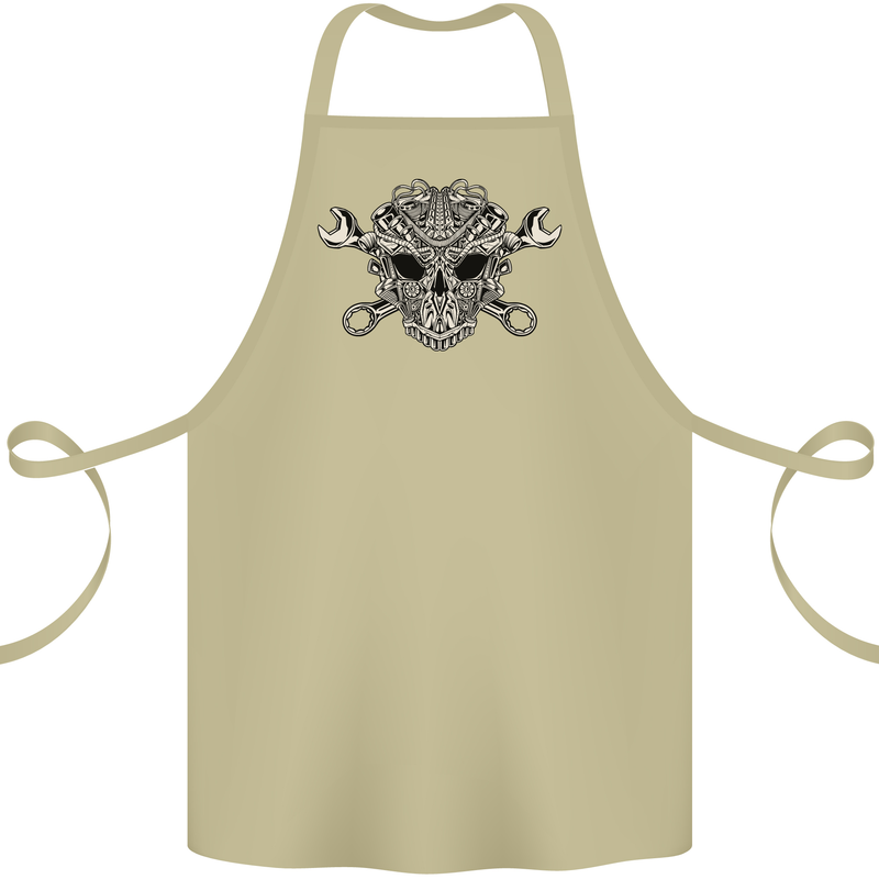 Mechanic Engine Skull Cotton Apron 100% Organic Khaki