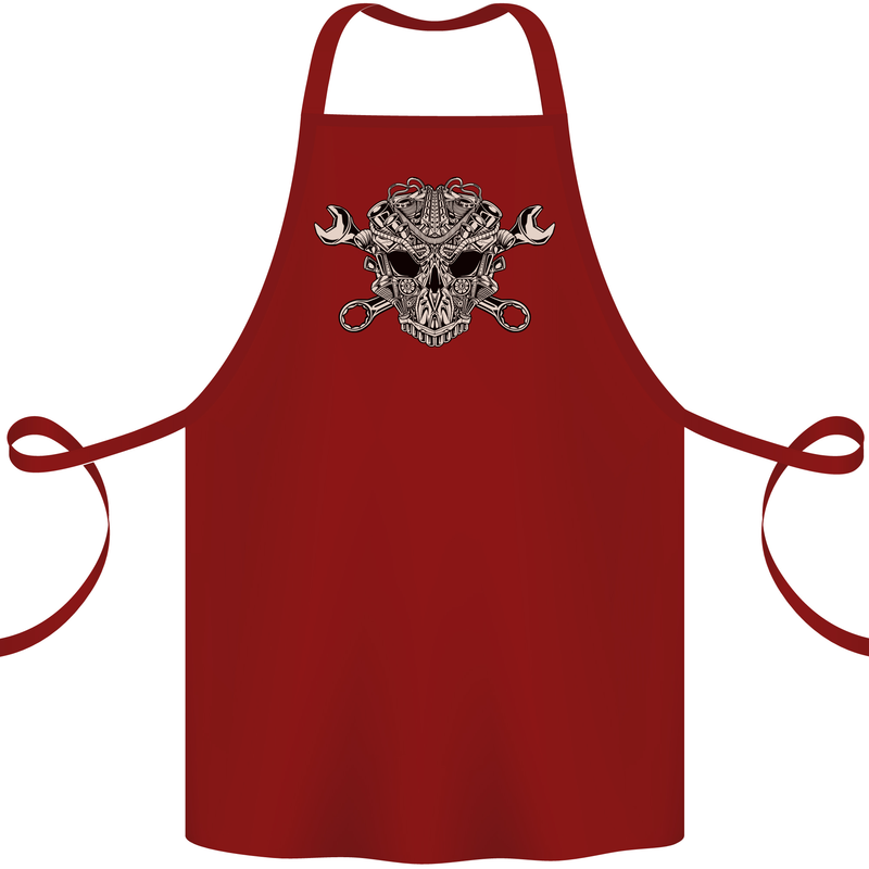 Mechanic Engine Skull Cotton Apron 100% Organic Maroon