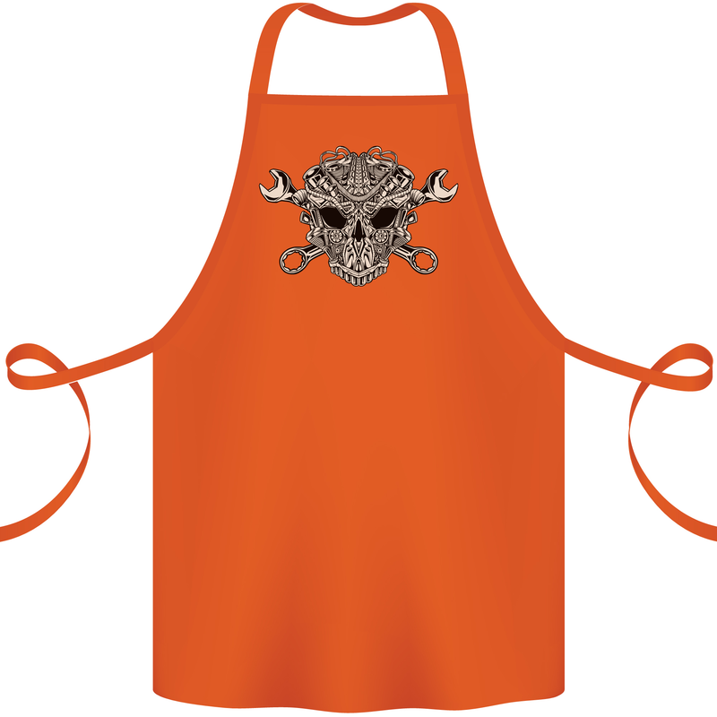 Mechanic Engine Skull Cotton Apron 100% Organic Orange