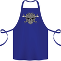 Mechanic Engine Skull Cotton Apron 100% Organic Royal Blue