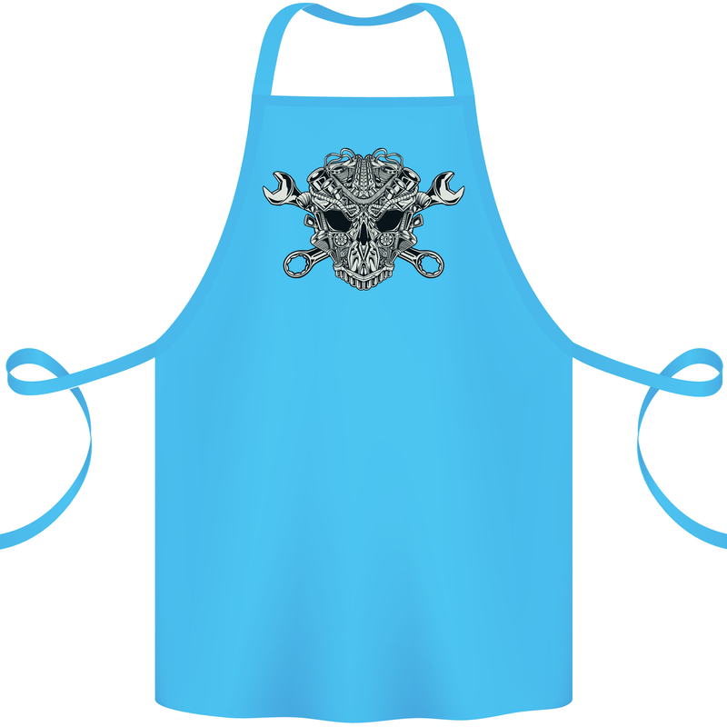 Mechanic Engine Skull Cotton Apron 100% Organic Turquoise