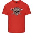 Mechanic Engine Skull Kids T-Shirt Childrens Red