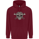Mechanic Engine Skull Mens 80% Cotton Hoodie Maroon
