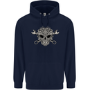 Mechanic Engine Skull Mens 80% Cotton Hoodie Navy Blue