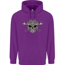 Mechanic Engine Skull Mens 80% Cotton Hoodie Purple