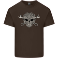 Mechanic Engine Skull Mens Cotton T-Shirt Tee Top Dark Chocolate