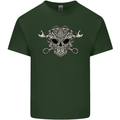 Mechanic Engine Skull Mens Cotton T-Shirt Tee Top Forest Green